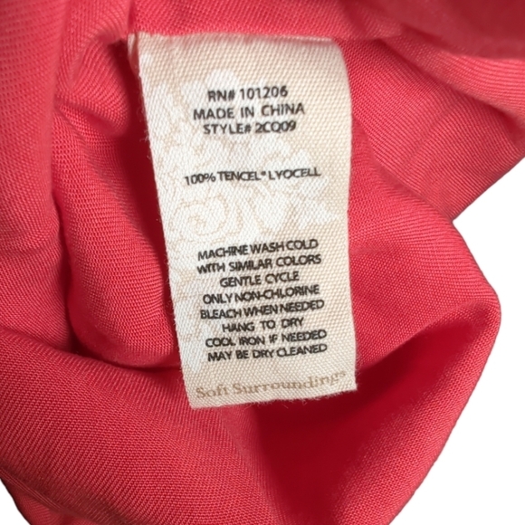 Soft Surroundings Coral Embroidered Weekender Tencel Shirt Dress Size XL - Picture 5 of 7